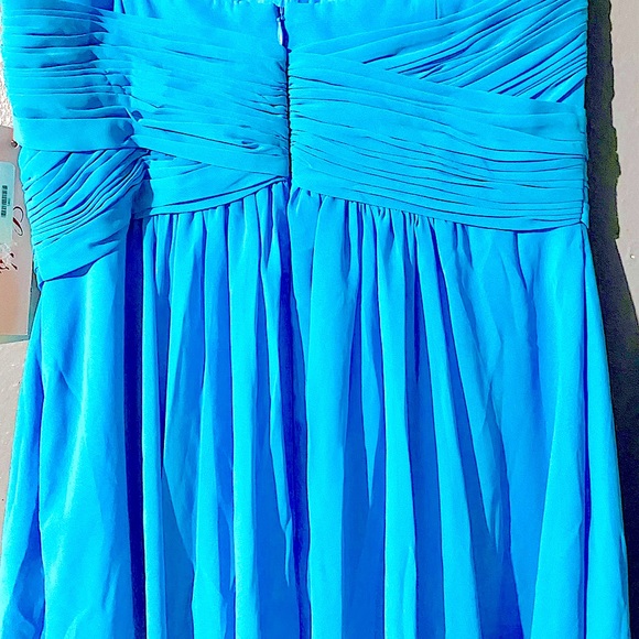 Turquoise short chiffon formal wear dress - Picture 6 of 8